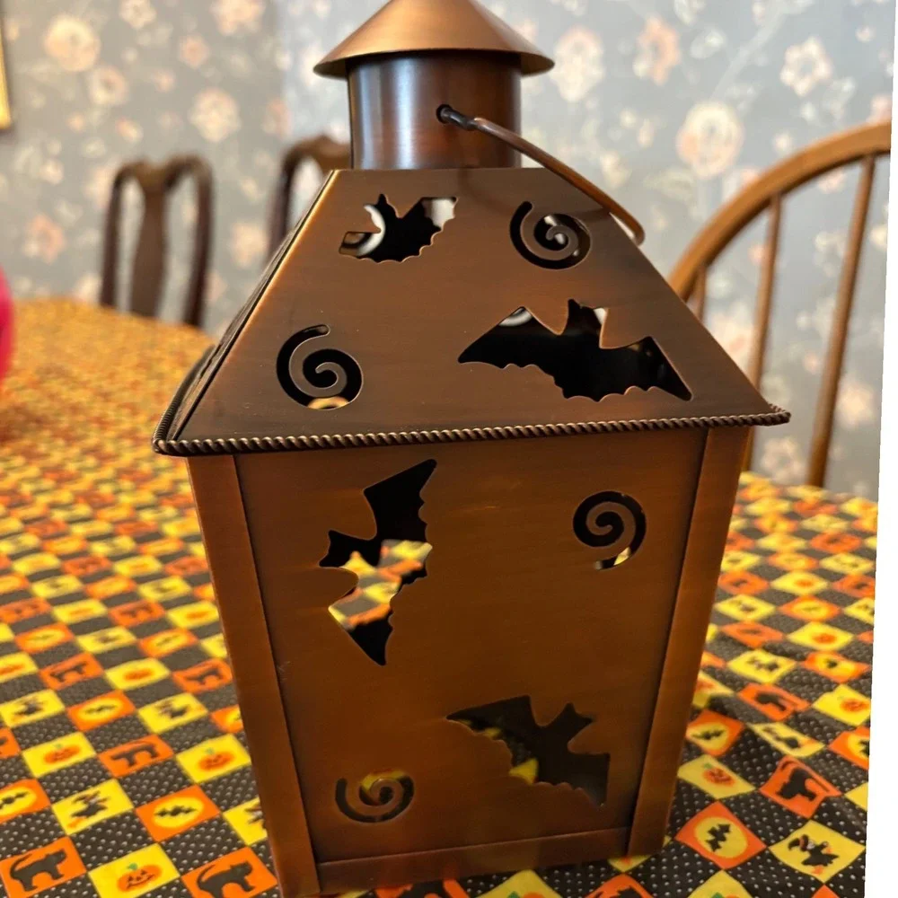 Hallmark Halloween‎ Jack O Lantern Bats Metal Candle Holder Spooky Decoration